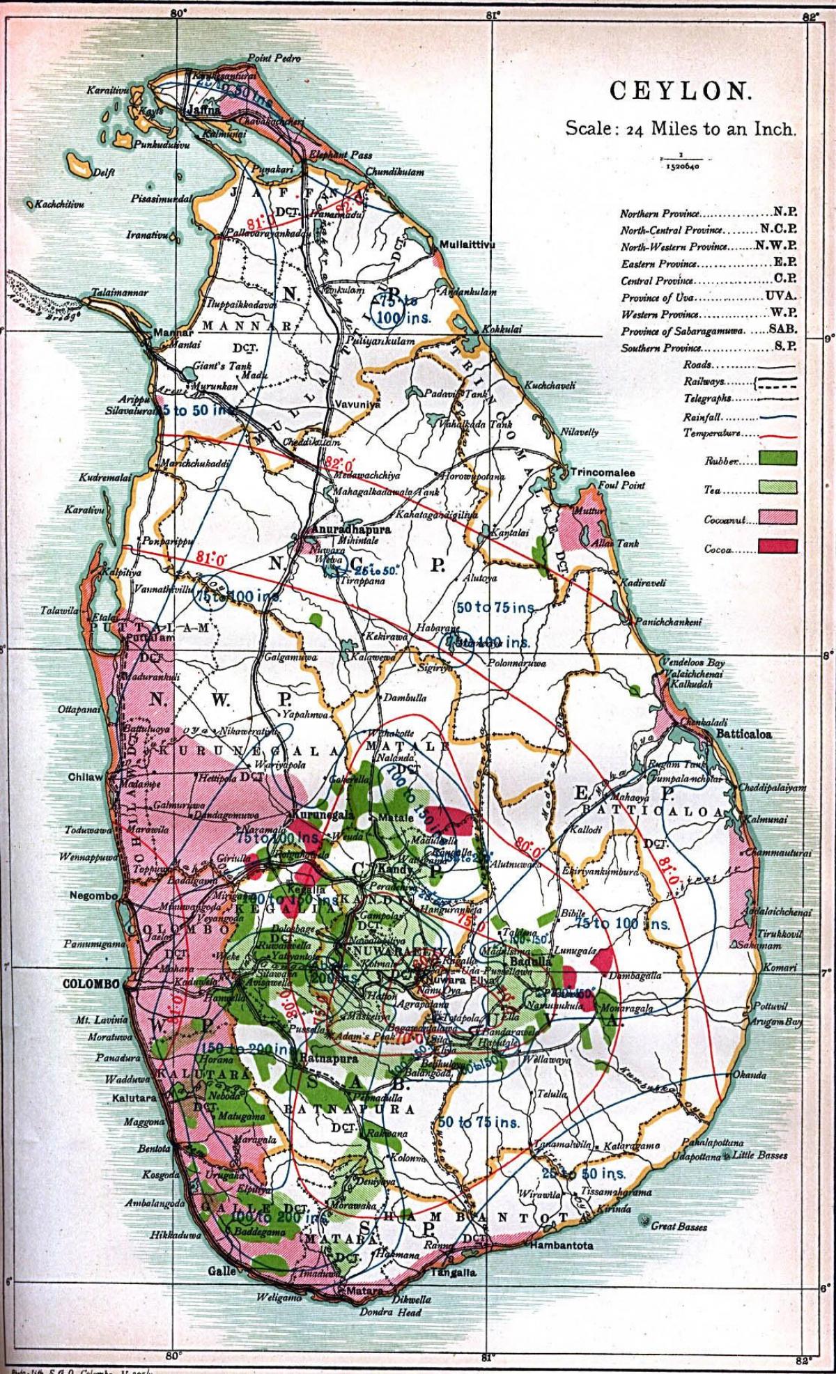 peta dari Ceylon Sri Lanka