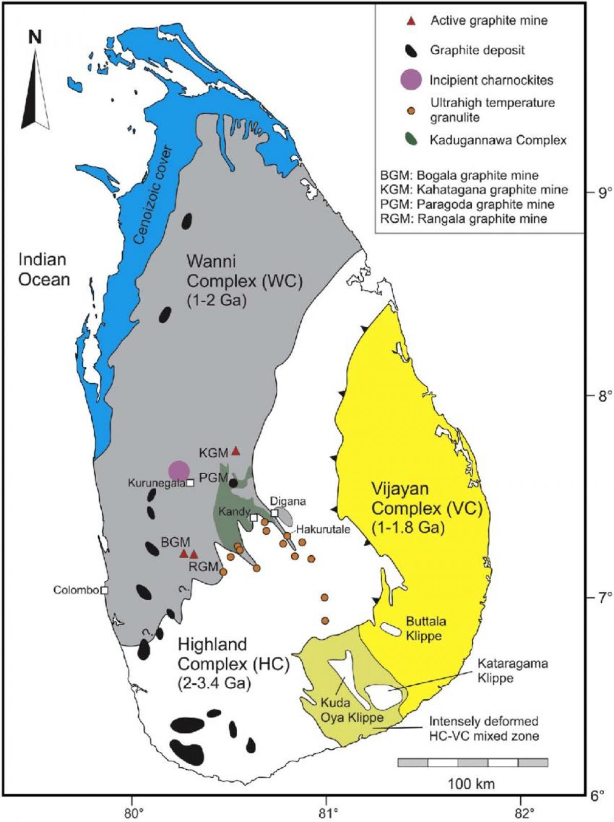 peta mineral di Sri Lanka