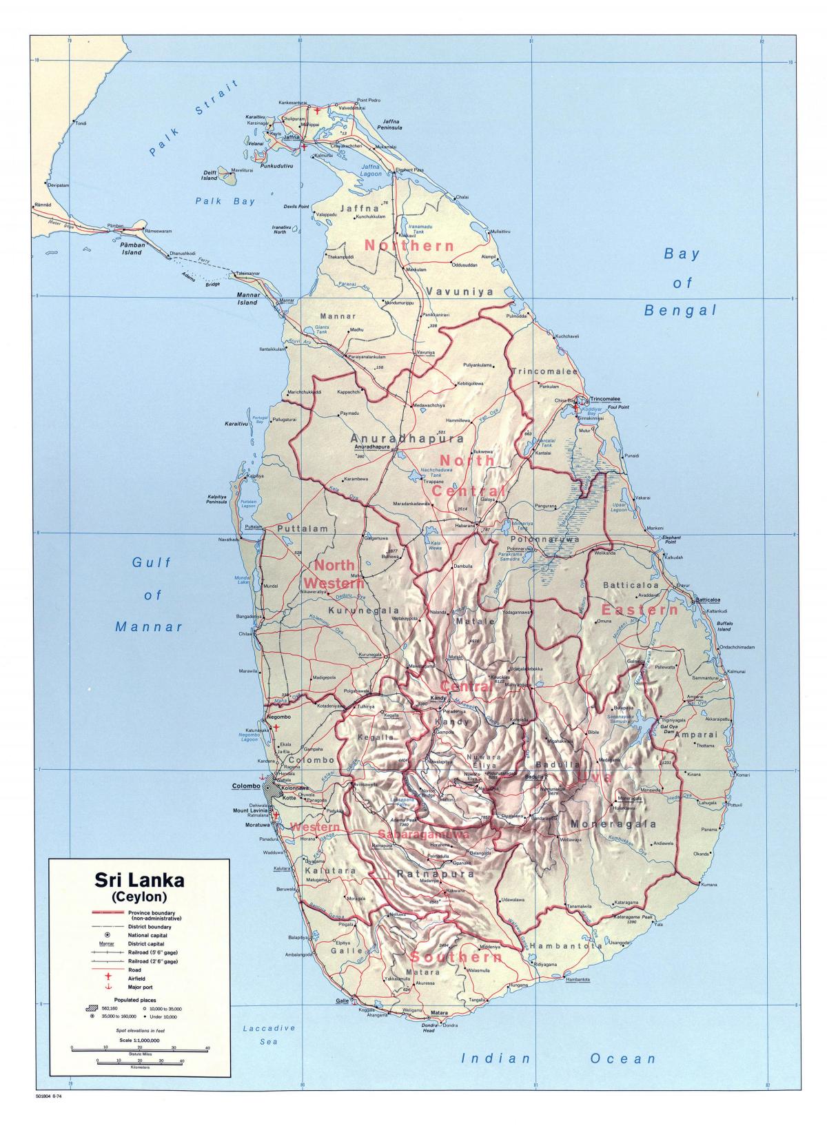peta Sri Lanka dengan kota