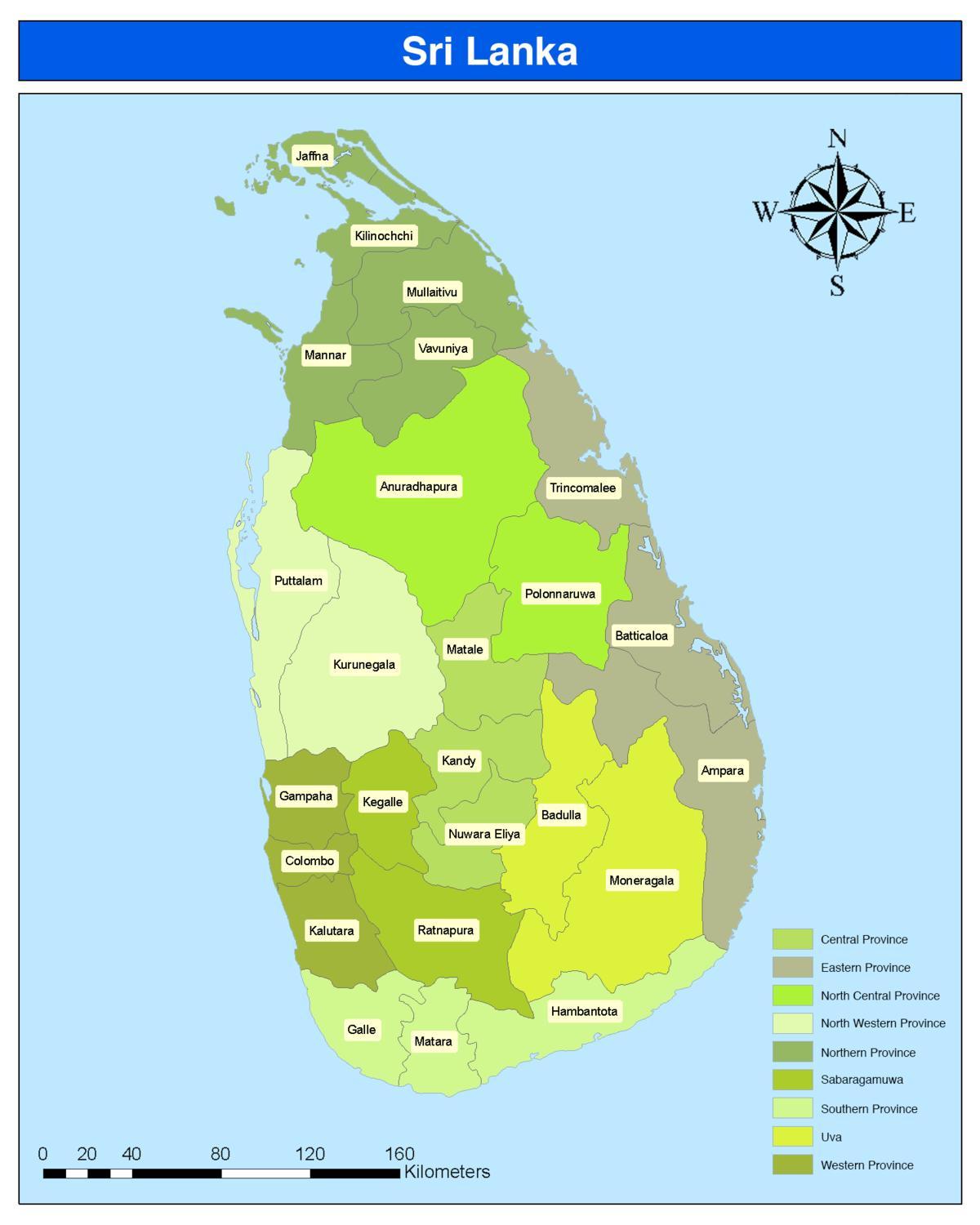 daerah di Sri Lanka peta