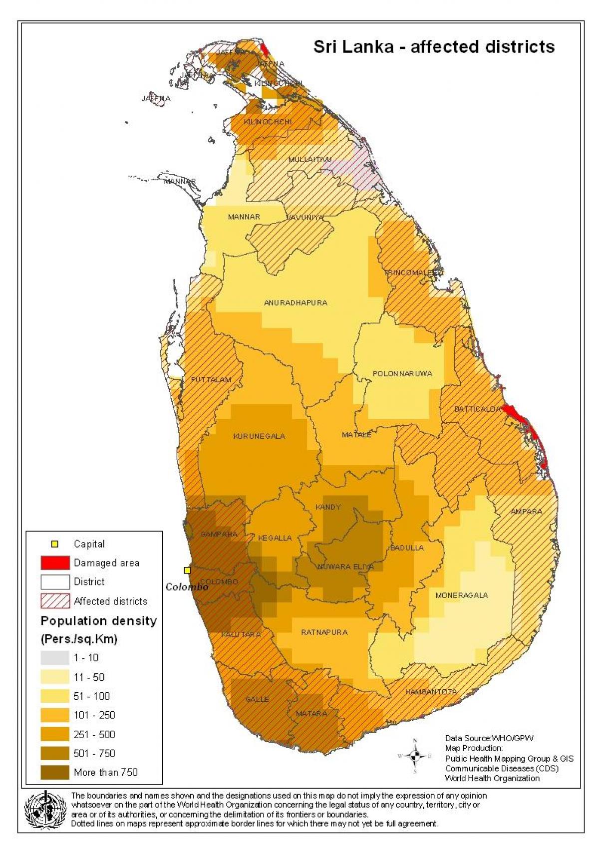 peta Sri Lanka kepadatan penduduk