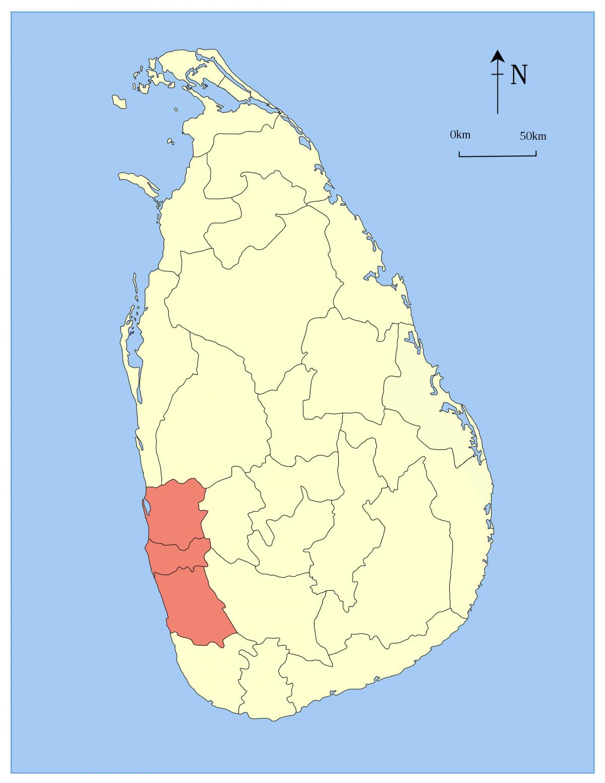 peta Sri Lanka wilayah barat