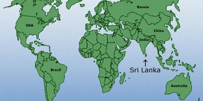 Dunia peta yang menunjukkan Sri Lanka