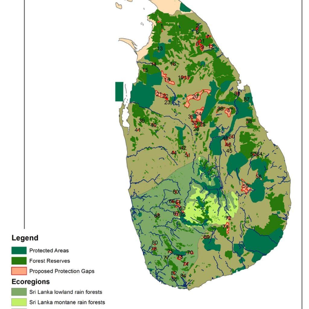peta Sri Lanka hutan