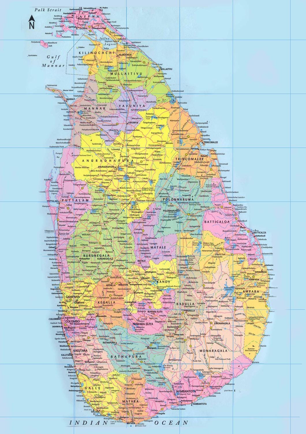 Sri Lanka kilometer peta