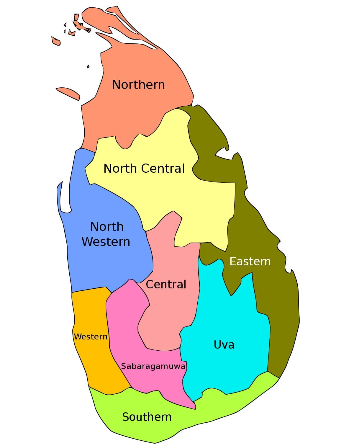 peta Sri Lanka pantai timur