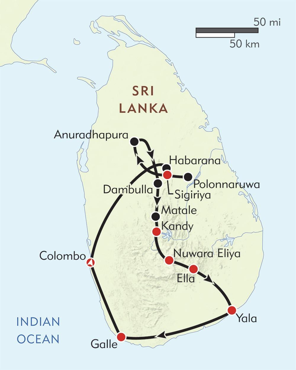 peta Sri Lanka jadual