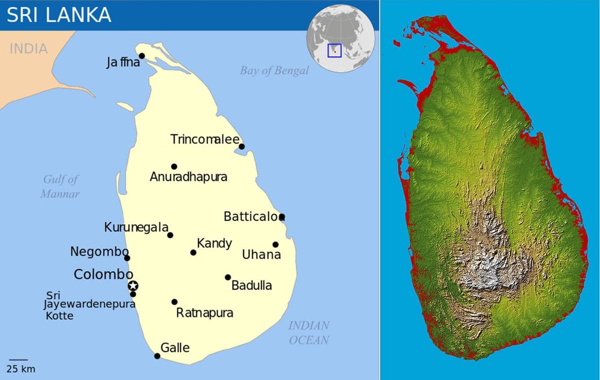 peta Sri Lanka topografi