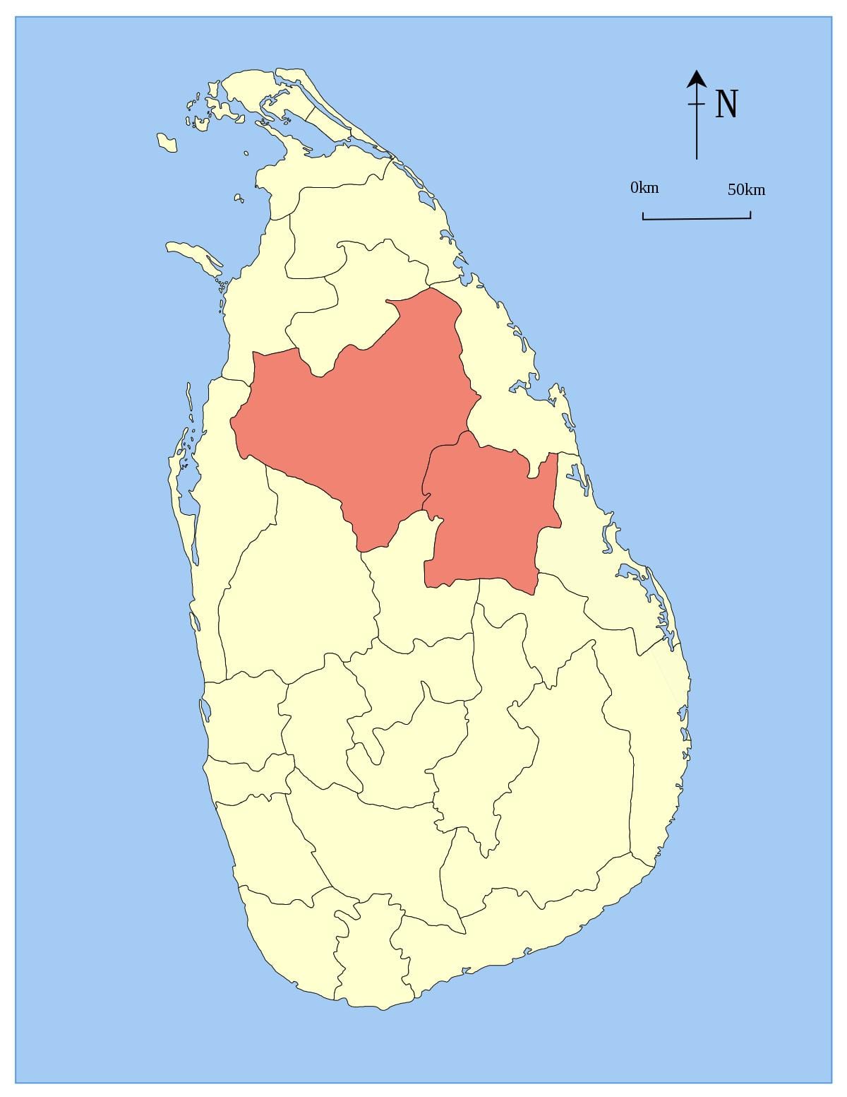 pusat wilayah Sri Lanka peta