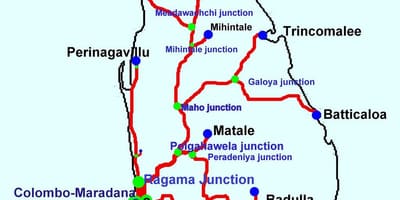 Peta kereta api Sri Lanka garis