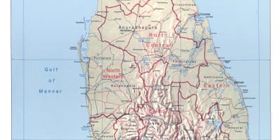 Peta Sri Lanka dengan kota