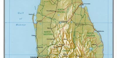Peta Sri Lanka jalan-jalan dengan kilometer