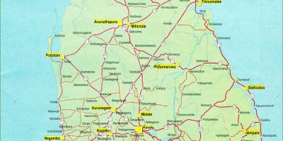 Jalan jarak peta Sri Lanka