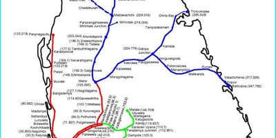 Kereta api peta laluan Sri Lanka