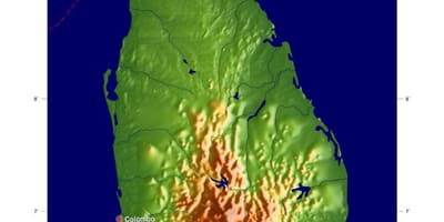 Peta Sri Lanka ketinggian