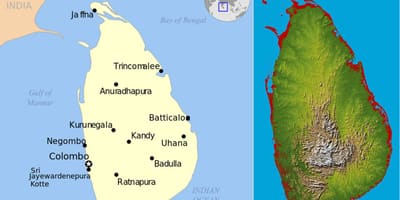 Peta Sri Lanka topografi