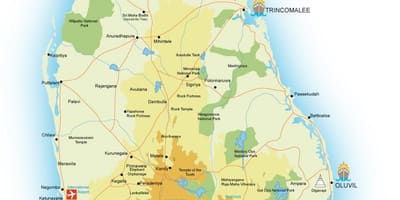 Sri Lanka tempat menarik peta
