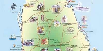 Tarikan pelancong Sri Lanka peta